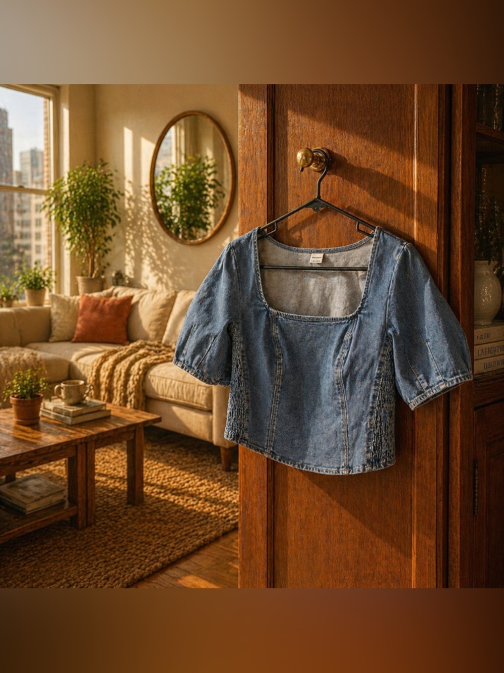 Light wash denim crop top 💙